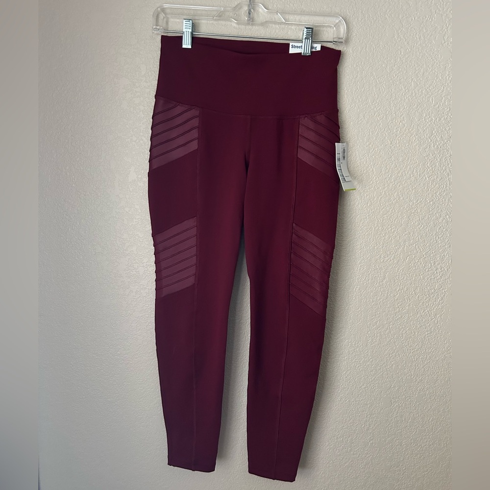 Old Navy Go Dry Wine High-Waisted Moto Leggings NWT